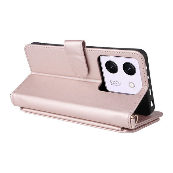 Θήκη με πτερύγιο για Xiaomi Poco M7 Pro 5G, Crossbody Leather Wallet, ροζ