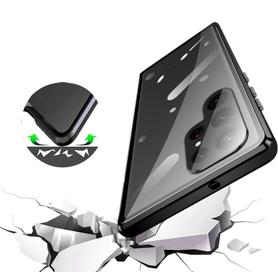 θήκη για το Samsung Galaxy S25 Ultra, Magnetic Dual Glass, μαύρη