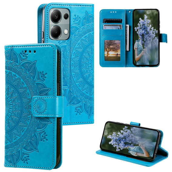 Θήκη με πτερύγιο για Xiaomi Redmi Note 13 Pro 4G / Xiaomi Redmi Note 14S / Xiaomi Poco M6 Pro 4G, Mandala, μπλε