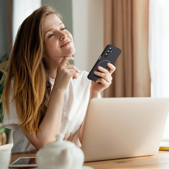 Θήκη σιλικόνης για Samsung Galaxy A17 5G, για MagSafe, μαύρο
