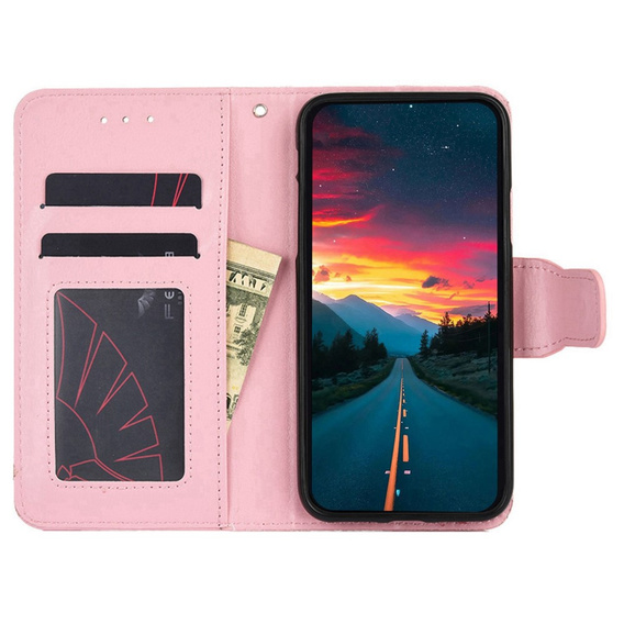 Θήκη με πτερύγιο για TCL 305i, PU Leather Wallet Case, ροζ