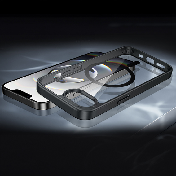 Μαγνητική θήκη για iPhone 16E, MagSafe, μαύρη + σκληρυμένο γυαλί 9H