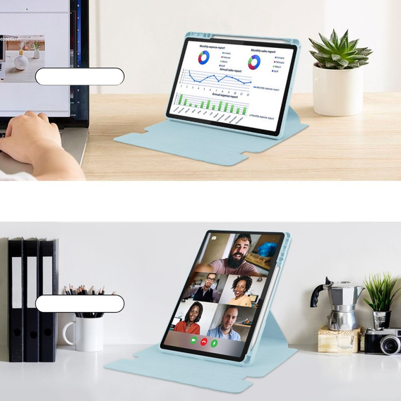 Θήκη πληκτρολογίου για Lenovo Tab M11, Rotary 360° Leather, γαλάζια