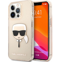 Karl Lagerfeld Θήκη για iPhone 13 Pro, Glitter Karl`s Head, ροζ rose gold