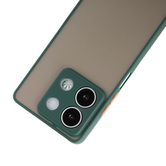 Θήκη σιλικόνης για Xiaomi Redmi Note 13 5G, με προστασία κάμερας, διαφανής / πράσινη + Tempered Glass 9H