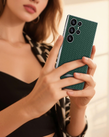 Θήκη για Samsung Galaxy S24 Ultra, GKK Woven Leather, πράσινη