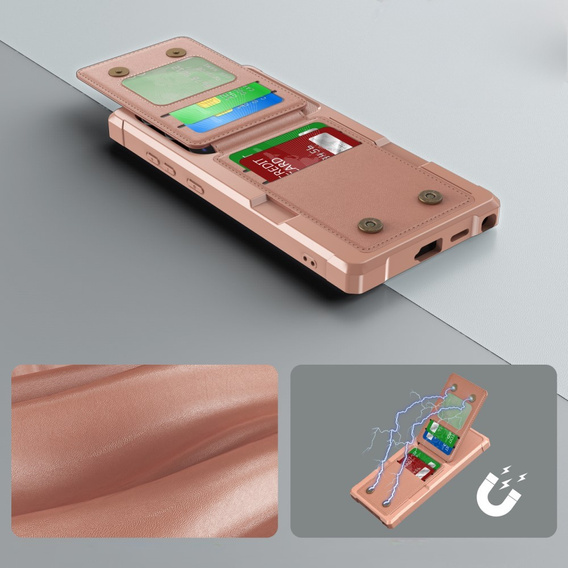 Θήκη για Samsung Galaxy S25 Ultra, Card Holder Kickstand, ροζ