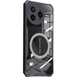 Θήκη για Xiaomi Poco F7 Ultra, με μαγνητική πλάκα, διαφανής / μαύρη