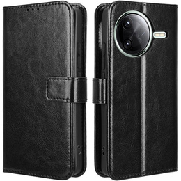 Θήκη με πτερύγιο για Xiaomi Poco F7 Pro, Crazy Horse Wallet, μαύρη