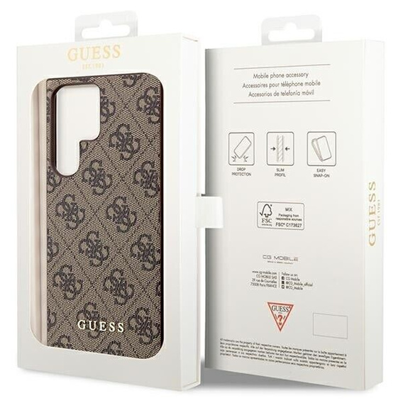 GUESS Θήκη για Samsung Galaxy S24 Ultra, 4G Charms Collection Hardcase, καφέ
