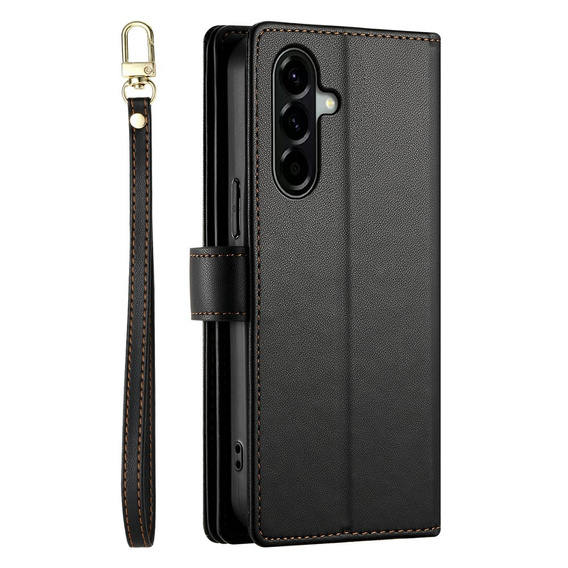 Θήκη με πτυσσόμενο καπάκι και τσέπη με φερμουάρ για Samsung Galaxy A57 5G, μαύρη