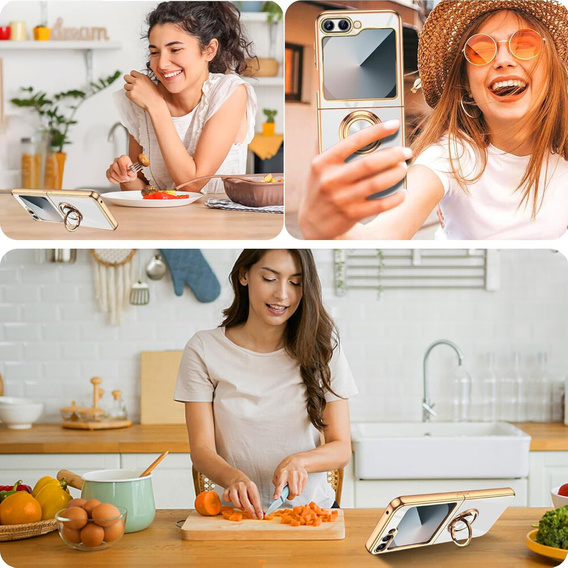 Θήκη για Samsung Galaxy Z Flip7 FE / Z Flip6, Electro Ring, λευκή