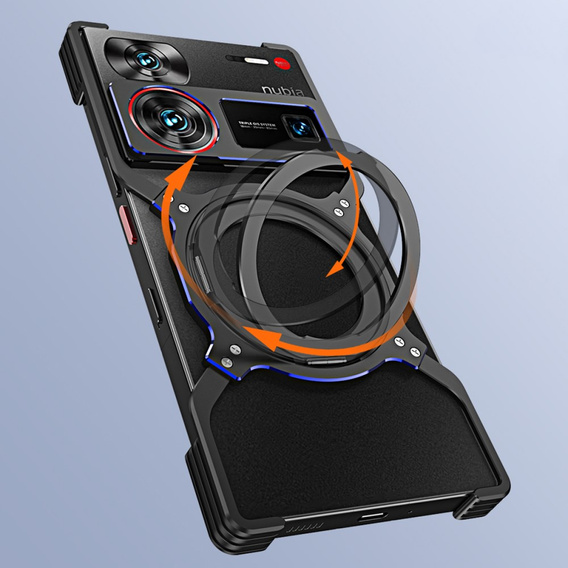 Θήκη για ZTE nubia Z60 Ultra, Kickstand Bumper, με κάλυμμα φακού, για MagSafe, μαύρο / κόκκινο