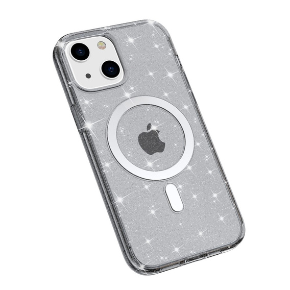 θήκη για iPhone 14 Plus, Glittery, για MagSafe, μαύρη