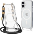 Θήκη με κορδόνι για iPhone 16, ERBORD MagSafe, διάφανη + Γυαλί οθόνης