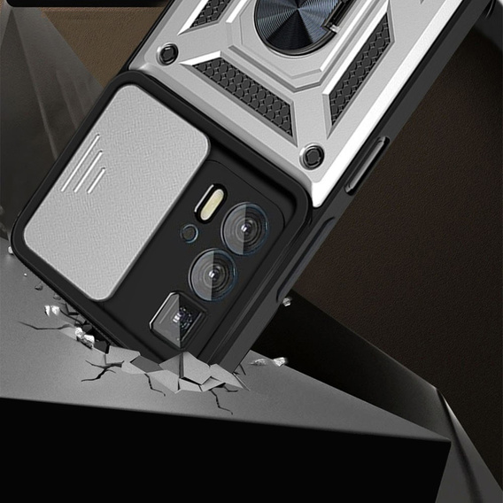 Θήκη για Motorola Edge 20 Pro, CamShield Slide, ασημένιο