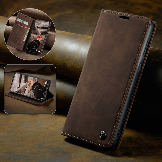 θήκη CASEME για Samsung Galaxy S20 FE, Leather Wallet Case, καφέ