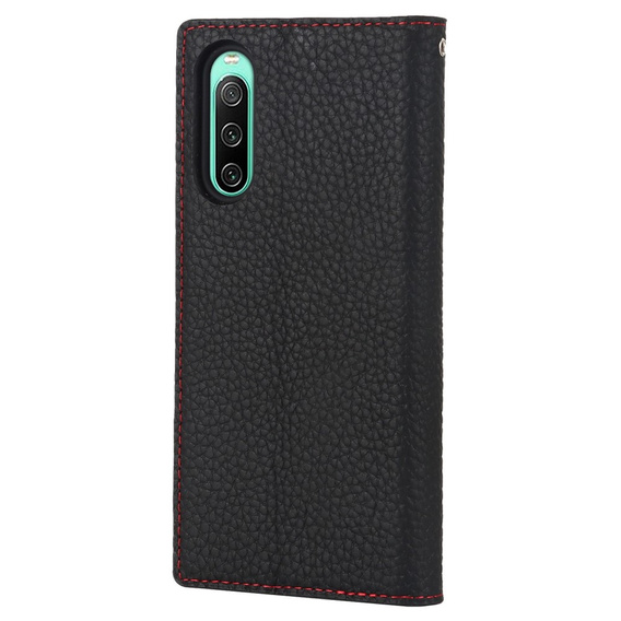 Θήκη για Sony Xperia 10 IV 5G, Wallet Litchi Leather, μαύρη