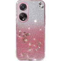 Θήκη για Oppo A78 4G, Glitter Flower, ροζ rose gold