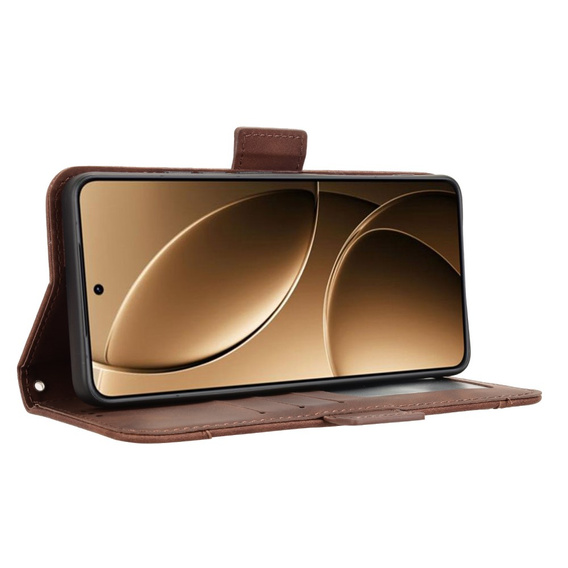 Θήκη με πτερύγιο για Xiaomi Poco F7 Pro, Card Slot, καφέ