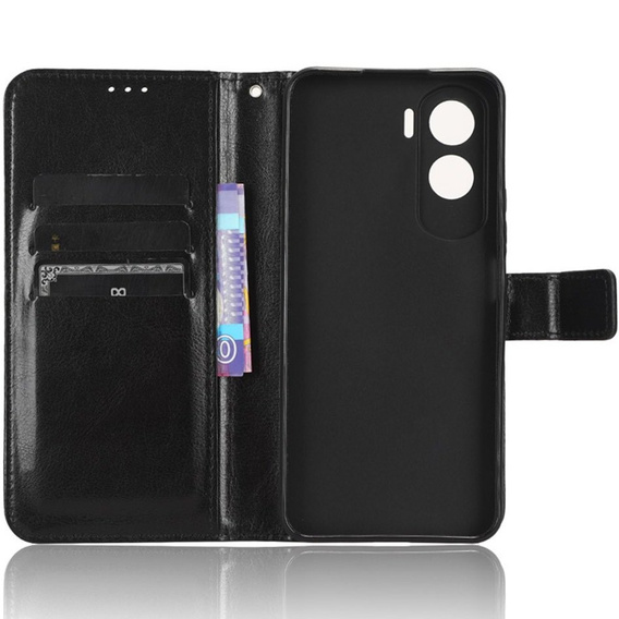 Θήκη με πτερύγιο για Honor 90 Lite 5G, Crazy Horse Wallet, μαύρη