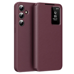 Αναδιπλούμενη θήκη για Samsung Galaxy S24 FE, Smart View Wallet, μπορντό