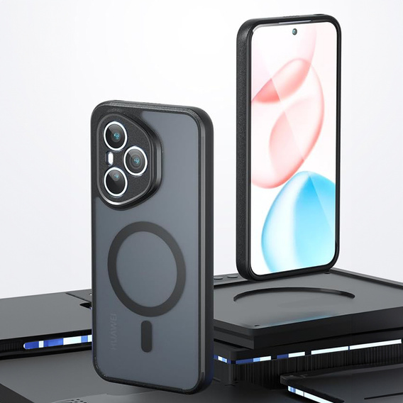 Θήκη για Honor 400 Pro 5G, για MagSafe, ERBORD Μatt Case, μαύρη + Γυαλί οθόνης