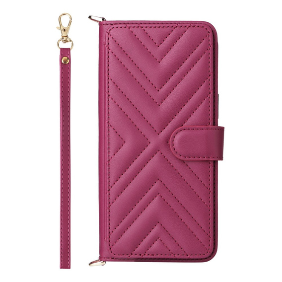 Θήκη με πτερύγιο για Xiaomi Redmi A5, Crossbody Leather Wallet, μπορντό