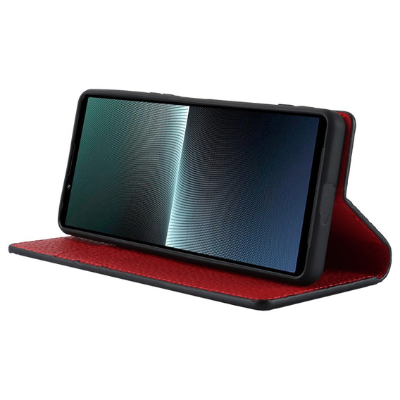 Θήκη με πτερύγιο για Sony Xperia 1 V, Litchi Skin Grain, μαύρη