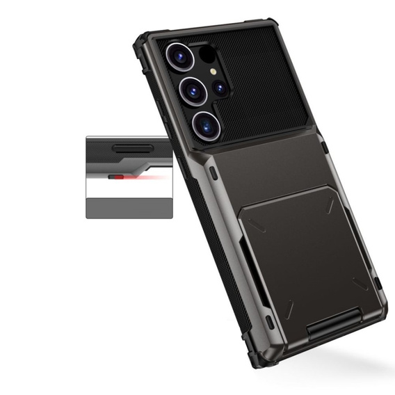 Θήκη για Samsung Galaxy S25 Ultra, Card Holder Kickstand, μαύρη