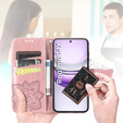Θήκη με πτερύγιο για Realme 14X / Realme C75, Butterfly, ροζ rose gold