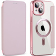 Θήκη με πτερύγιο για iPhone 14, RFID Wallet MagSafe CamShield, ροζ
