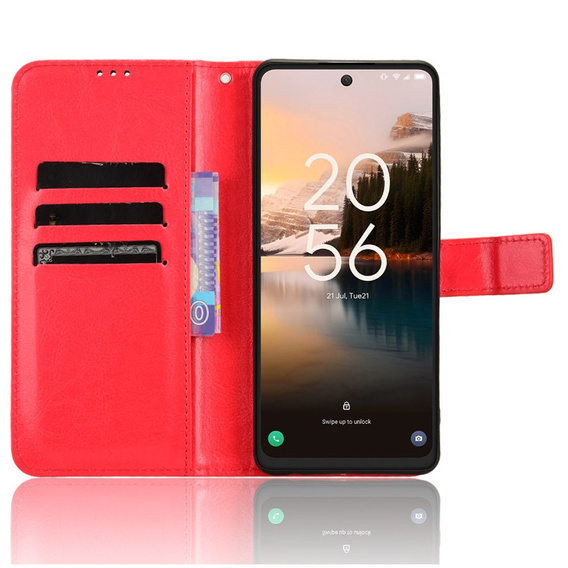 Θήκη με πτερύγιο για TCL 40 NxtPaper, Crazy Horse Wallet, κόκκινη