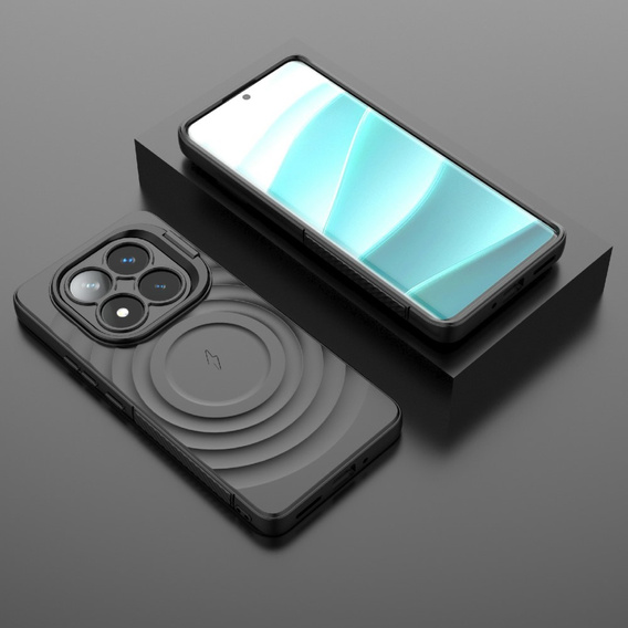 Θήκη για Xiaomi Redmi Note 14 Pro 5G / Xiaomi Poco X7 5G, Ripple Kickstand, για MagSafe, μαύρη