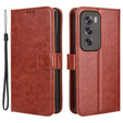 Θήκη με πτερύγιο για Oppo Reno 12, Crazy Horse Wallet, καφέ