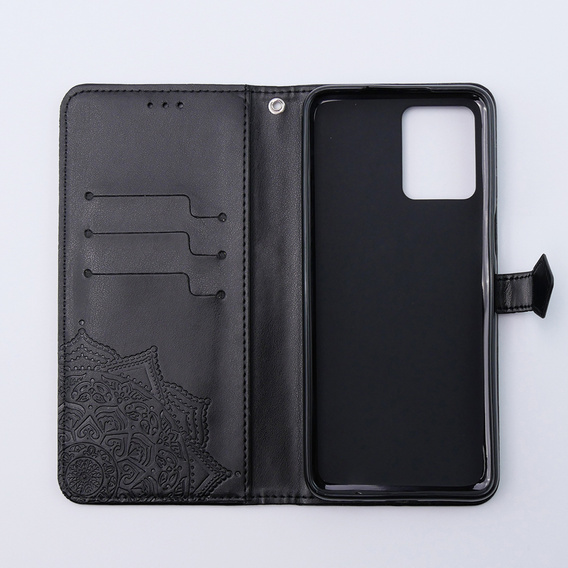 Θήκη με πτερύγιο για Motorola Moto G54 5G, Mandala, μαύρη