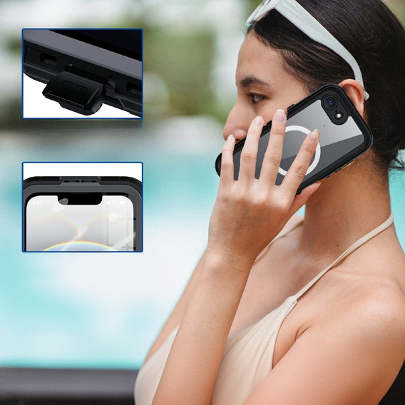 Αδιάβροχη θήκη για iPhone 16E, Redpepper, για MagSafe, μαύρη