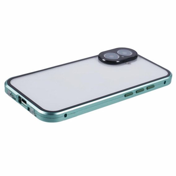 θήκη για το iPhone 16, Magnetic Dual Glass, πράσινη