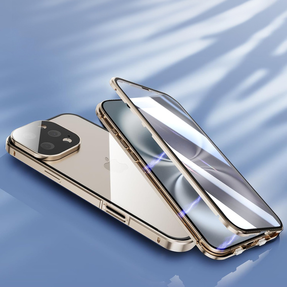 θήκη για το iPhone 16 Pro, Magnetic Dual Glass, χρυσή