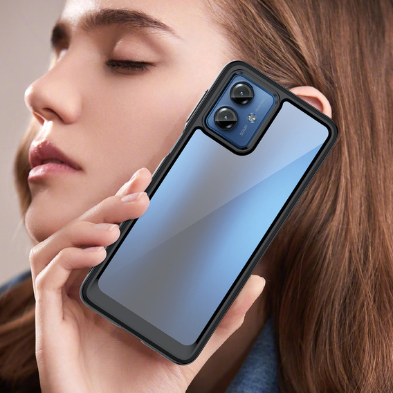 Θήκη για Motorola Moto G14, Fusion Hybrid, διαφανής / μαύρη