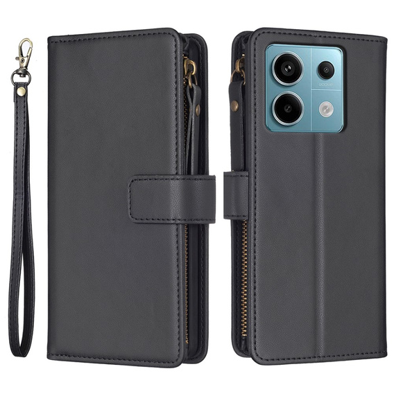 Θήκη με πτερύγιο για Xiaomi Redmi Note 13 Pro 4G / Xiaomi Redmi Note 14S / Xiaomi Poco M6 Pro 4G, Wallet Zipper Pocket, μαύρη