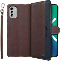 Θήκη με πτερύγιο για Nokia G60 5G, KHAZNEH RFID Case, Dual Color, καφέ