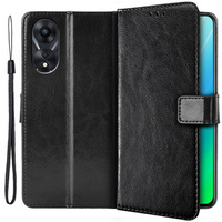 Θήκη με πτερύγιο για Oppo A78 5G, Crazy Horse Wallet, μαύρη