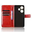 Θήκη με πτερύγιο για Xiaomi Poco F6, Crazy Horse Wallet, κόκκινη