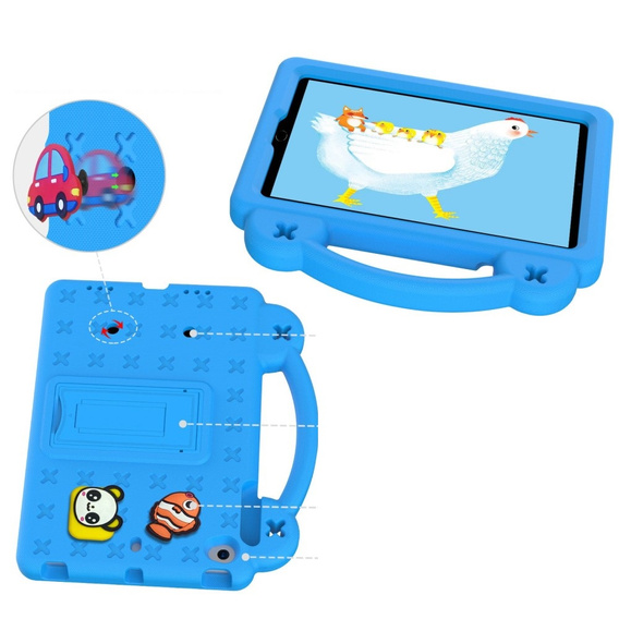 Παιδική θήκη για iPad mini 7.9" 2019/2015/2014/2013/2012 (5/4/3/2/1 gen.), Cute Patterns, με βάση, μπλε