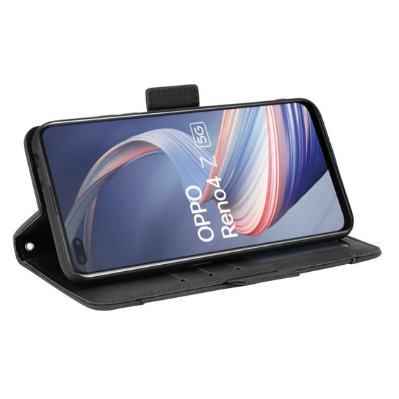 Θήκη με πτερύγιο για Oppo Reno 4 Z 5G, Card Slot, μαύρη