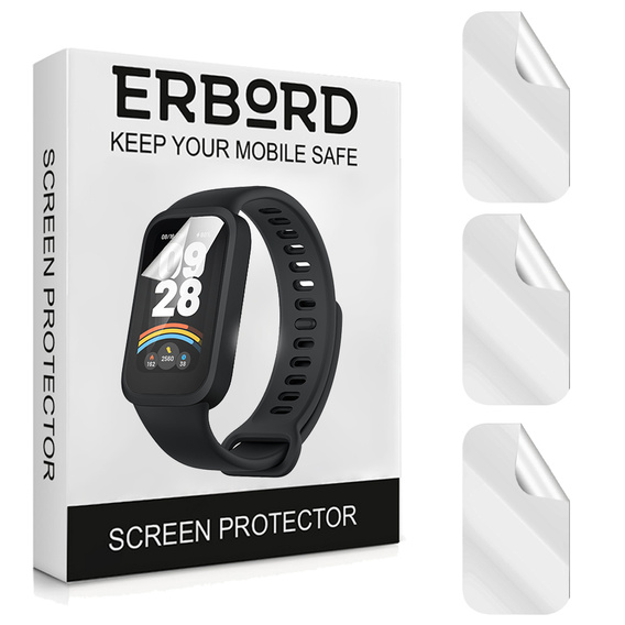 3x Φύλλο υδρογέλης ERBORD για Xiaomi Smart Band 9 Active
