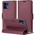 Θήκη για Oppo Reno 13, ERBORD Glossy Litchi, πορτοφόλι με πτερύγιο, κόκκινη