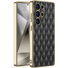 Θήκη για Samsung Galaxy S25 Ultra, Leather Rhombus, μαύρη