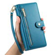 Θήκη με πτερύγιο για Samsung Galaxy S25, Wallet Zipper Pocket, μπλε